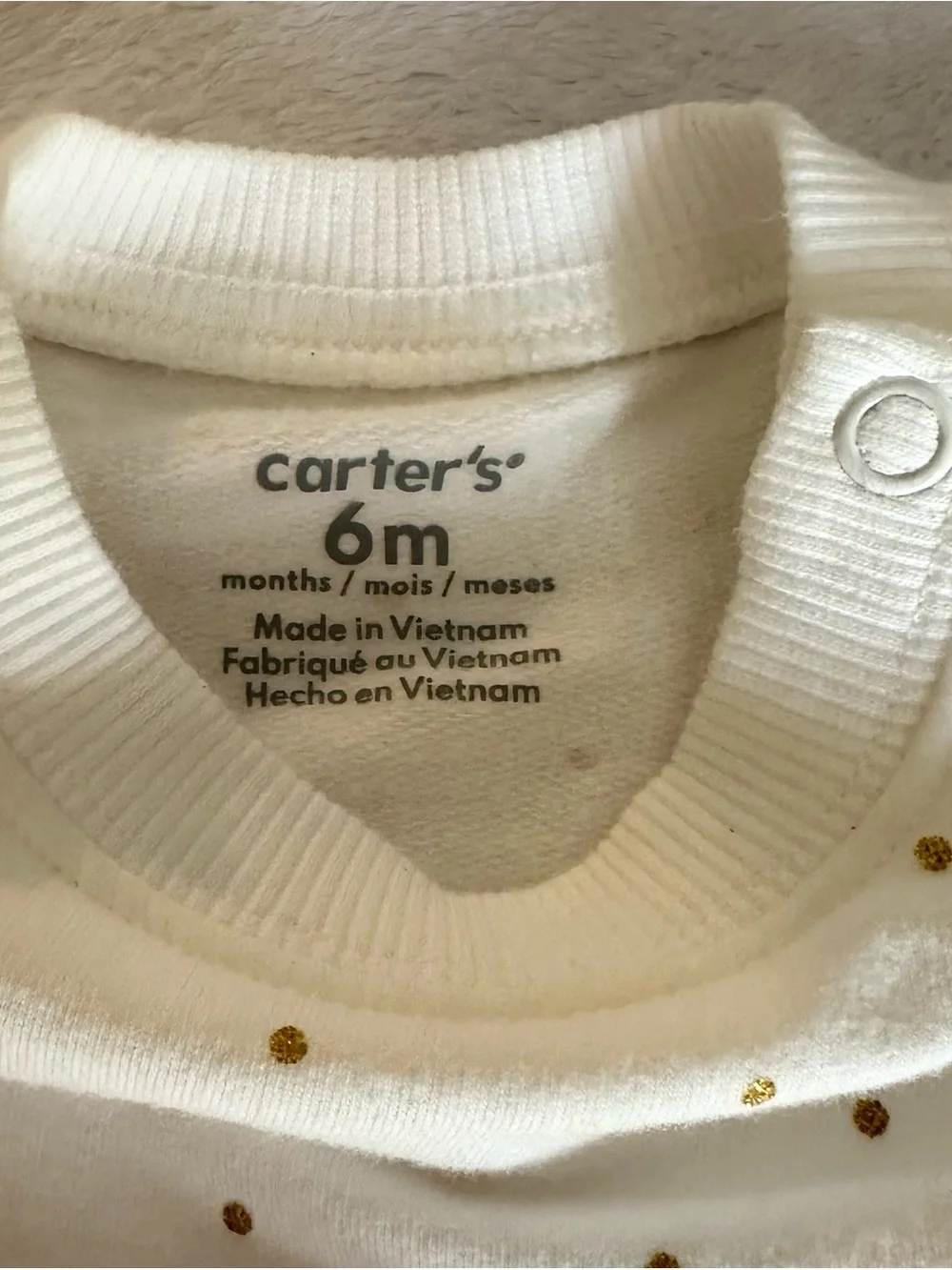 Carter's Cream Dress with Gold Dots and Kitty Pockets